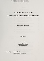 Cover of Economic integration by Sandra L. Walker