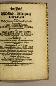 Front cover of Ein Brieff von dem glücklichen Fortgang des Evangelii bey den West-Indianern in Neu-Engeland an den berühmten Herrn Johann Leusden by Increase Mather