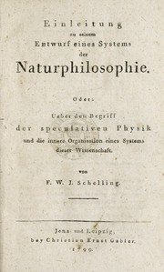Cover of Erster Entwurf eines Systems der Naturphilosophie by Friedrich Wilhelm Joseph von Schelling