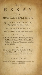 Cover of An essay on musical expression by Charles Avison