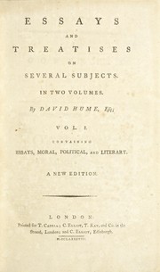 Front cover of Essays and treatises on several subjects by David Hume