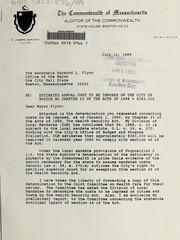 Cover of Estimated annual cost to be imposed on the city of Boston by Chapter 23 of the Acts of 1988=$383,000 by Massachusetts. Department of the State Auditor