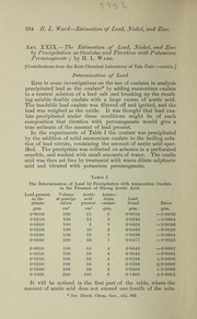 Front cover of The estimation of lead, nickel, and zinc by precipitation as oxalates and titration with potassium permanganate by H. L. Ward