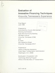 Front cover of Evaluation of innovative financing techniques by Knoxville-Knox County Metropolitan Planning Commission