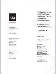 Cover of Evaluation of the UMWA funds Medicare part B capitation demonstration by United States. Health Care Financing Administration