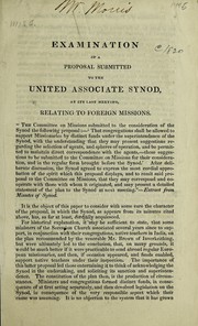 Front cover of Examination of a proposal submitted to the United Associate Synod by Unknown