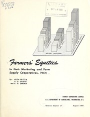 Cover of Farmers' equities in their marketing and farm supply cooperatives, 1954 by Nelda Griffin