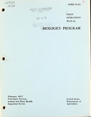 Front cover of Field operations manual by United States. Animal and Plant Health Inspection Service. Veterinary Services.