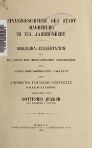 Front cover of Finanzgeschichte der Stadt Magdeburg im xix. Jahrhundert by Gottfried Alexander Wilhelm Rücker