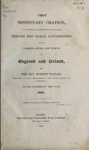 Front cover of First missionary oration by Robert Taylor