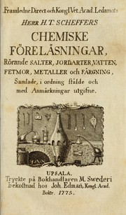 Front cover of Frameledne direct. och Kongl. Vet. Acad. ledamots Herr H.T. Scheffers chemiske föreläsningar by Henrik Teofilus Scheffer