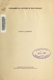 Front cover of Fundamental factors in war finance by Frank F. Anderson