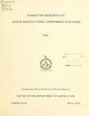 Front cover of Funds for research at state agricultural experiment stations, 1961 by United States. Cooperative State Research Service