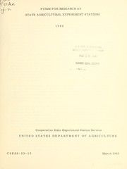 Cover of Funds for research at state agricultural experiment stations, 1962 by United States. Cooperative State Research Service