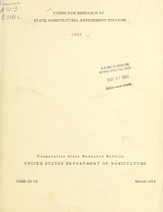 Front cover of Funds for research at state agricultural experiment stations, 1963 by United States. Cooperative State Research Service