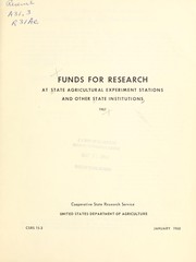 Front cover of Funds for research at state agricultural experiment stations and other state institutions by United States. Cooperative State Research Service