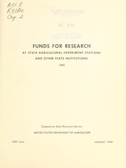Front cover of Funds for research at state agricultural experiment stations and other state institutions, 1968 by United States. Cooperative State Research Service
