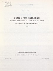 Cover of Funds for research at state agricultural experiment stations and other state institutions, 1971 by United States. Cooperative State Research Service