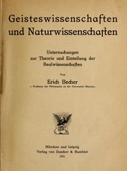 Front cover of Geisteswissenschaften und naturwissenschaften by Erich Becher