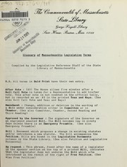 Front cover of Glossary of Massachusetts legislative terms by State Library of Massachusetts