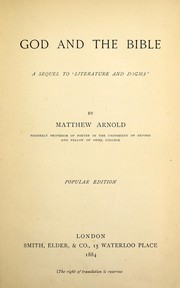 Cover of God and the Bible by Matthew Arnold