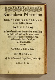 Cover of Grandeza mexicana by Bernardo de Balbuena