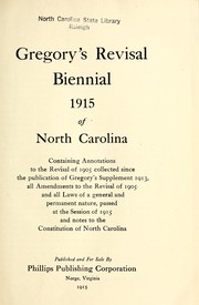Front cover of Gregory's revisal biennial 1915 of North Carolina by North Carolina