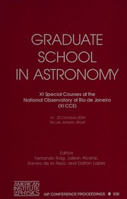 Front cover of Graduate school in astronomy by Observatório Nacional do Rio de Janeiro. Special Courses