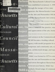Front cover of Guide to programs and services, 1992 by Massachusetts Cultural Council