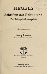Cover of Hegels schriften zur politik und rechtsphilosophie by Georg Wilhelm Friedrich Hegel