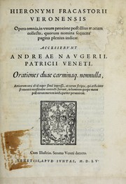 Cover of Hieronymi Fracastorii veronensis Opera omnia by Girolamo Fracastoro