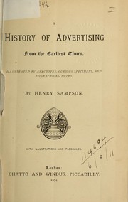 Front cover of A history of advertising from the earliest times by Henry Sampson