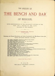 Front cover of The history of the bench and bar of Missouri by A. J. D. Stewart