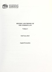 Cover of History and theory of the common law by Angela Fernandez