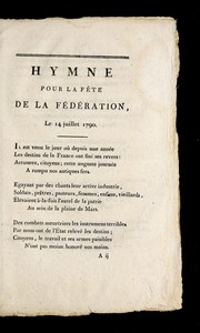 Front cover of Hymne pour la fête de la Fédération, le 14 juillet 1790 by Marie-Joseph Chénier