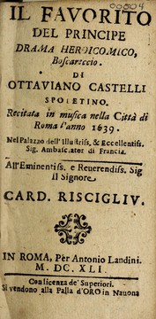 Front cover of Il favorito del principe by Ottaviano Castelli