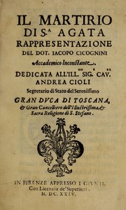 Front cover of Il martirio de S.a Agata by Jacopo Cicognini
