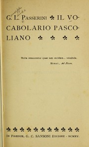 Front cover of Il vocabolario pascoliano by Passerini, G. L. conte