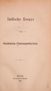 Front cover of Indische Essays by Nisikanta Chattopadhyaya