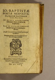 Cover of Io. Baptistae Portae Neapolitani Magiae naturalis libri viginti by Giambattista della Porta
