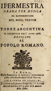 Cover of Ipermestra by Pietro Metastasio