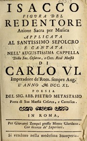Front cover of Isacco figura del Redentore by Pietro Metastasio