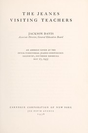 Front cover of The Jeanes visiting teachers by Jackson Davis