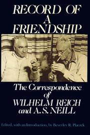 Front cover of Record of a friendship by Wilhelm Reich