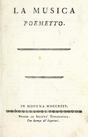 Front cover of La musica, poemetto by Giambatista Dall'Olio