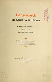 Cover of Langemarck & other war poems by Wilfred Campbell