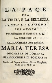 Cover of La pace fra la virtù, e la bellezza by Pietro Metastasio