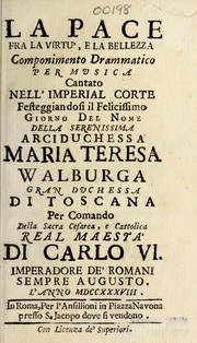 Front cover of La pace fra la virtu', e la bellezza by Pietro Metastasio