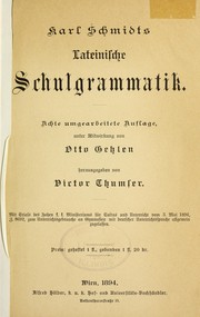 Front cover of Lateinische schulgrammatik ... by Karl Schmidt
