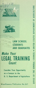Front cover of Law school students and graduates, make your legal training count by United States. Department of Agriculture. Office of the General Counsel
